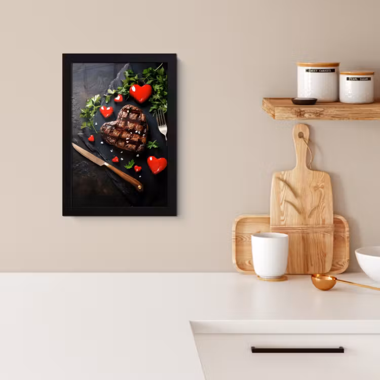Poster met lijst - Steak - Hart - Bestek — 3