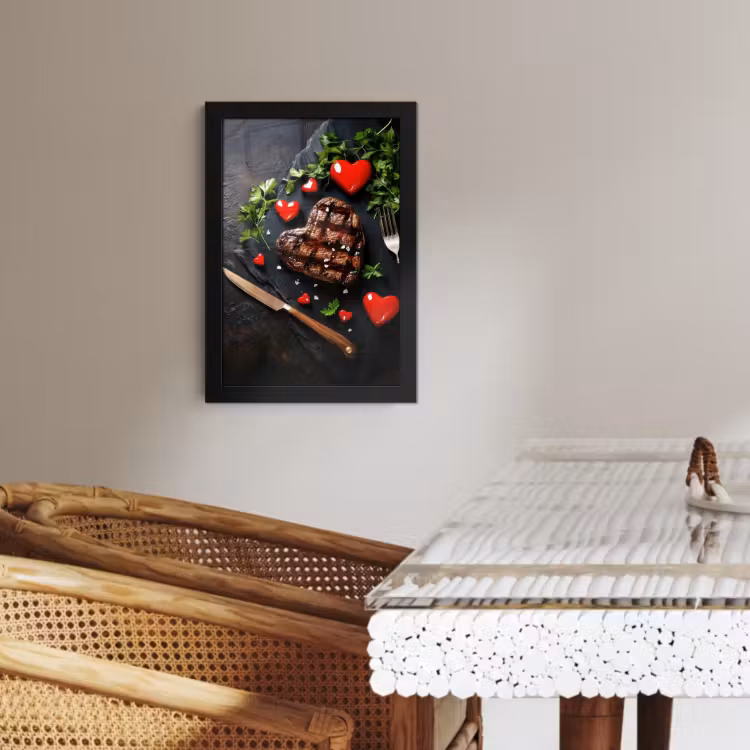 Poster met lijst - Steak - Hart - Bestek — 4