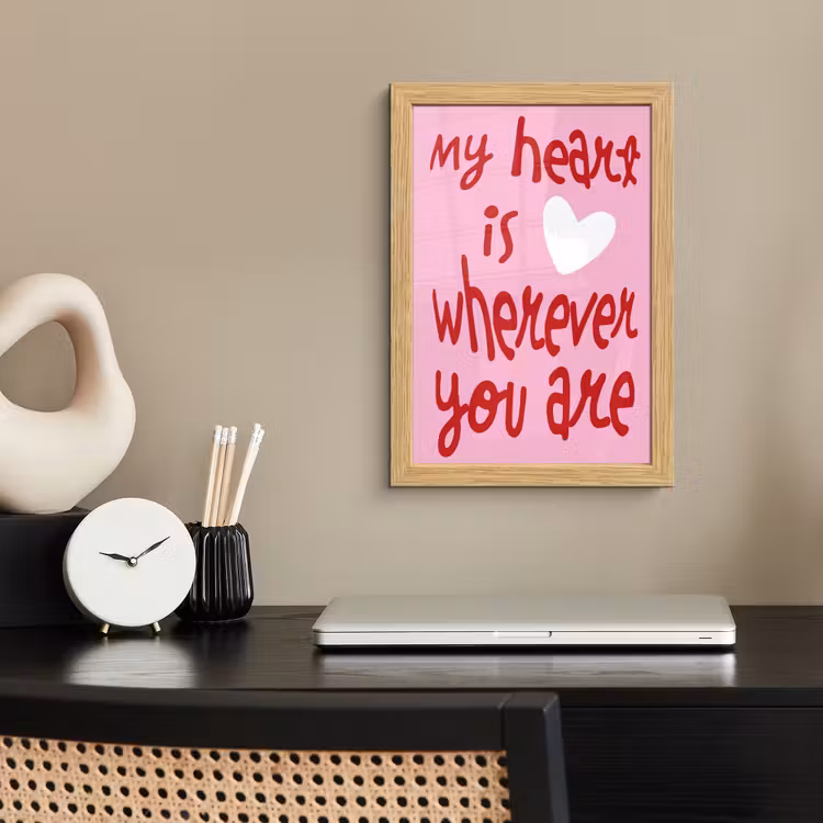 Poster met lijst - Valentijn - Hart - Liefde - Roze — 2