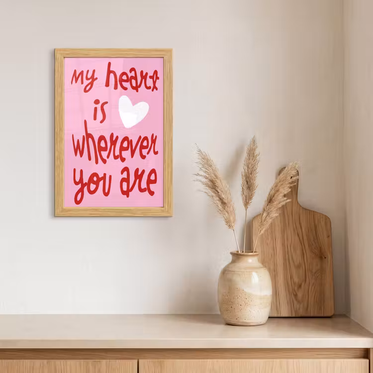 Poster met lijst - Valentijn - Hart - Liefde - Roze — 3