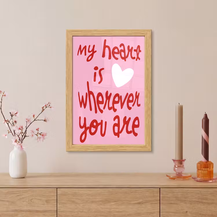 Poster met lijst - Valentijn - Hart - Liefde - Roze — 5