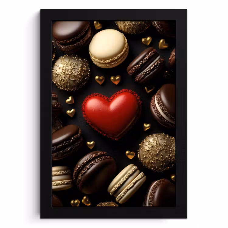 Poster met lijst - Macarons - Rood - Hart — 1