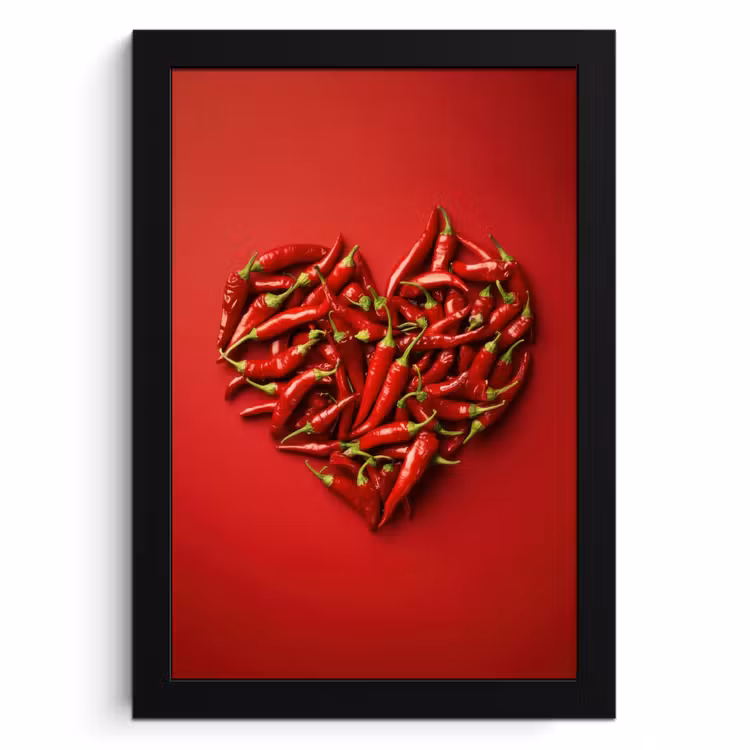Poster met lijst - Pepers - Rood - Hart — 1