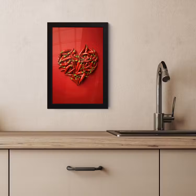 Poster met lijst - Pepers - Rood - Hart — 2