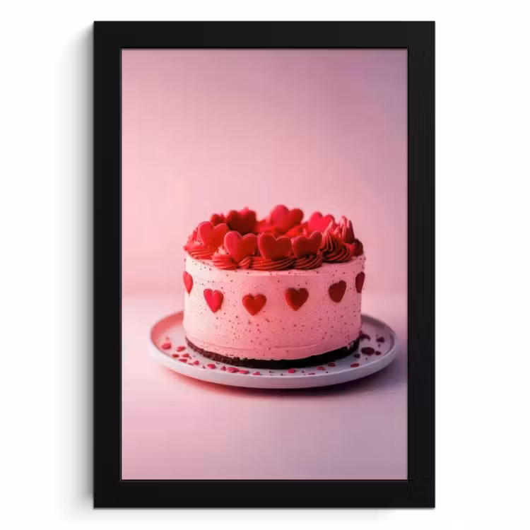 Poster met lijst - Taart - Hart - Roze — 1