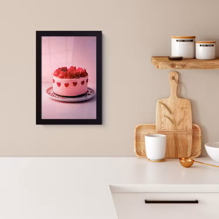Poster met lijst - Taart - Hart - Roze — 2