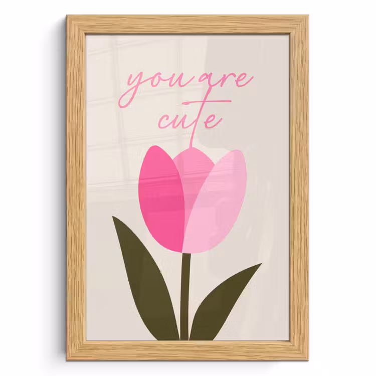 Poster met lijst - Tulp - Roze - Valentijn - Bloem — 1