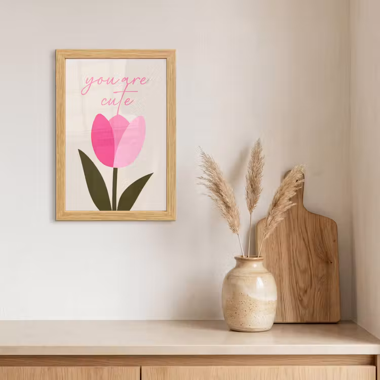 Poster met lijst - Tulp - Roze - Valentijn - Bloem — 3