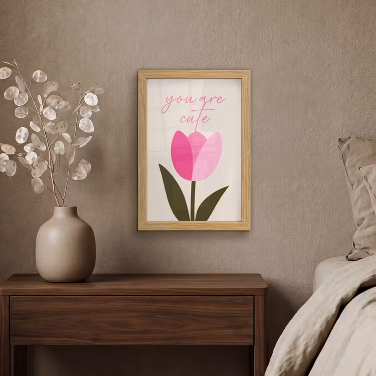 Poster met lijst - Tulp - Roze - Valentijn - Bloem — 4