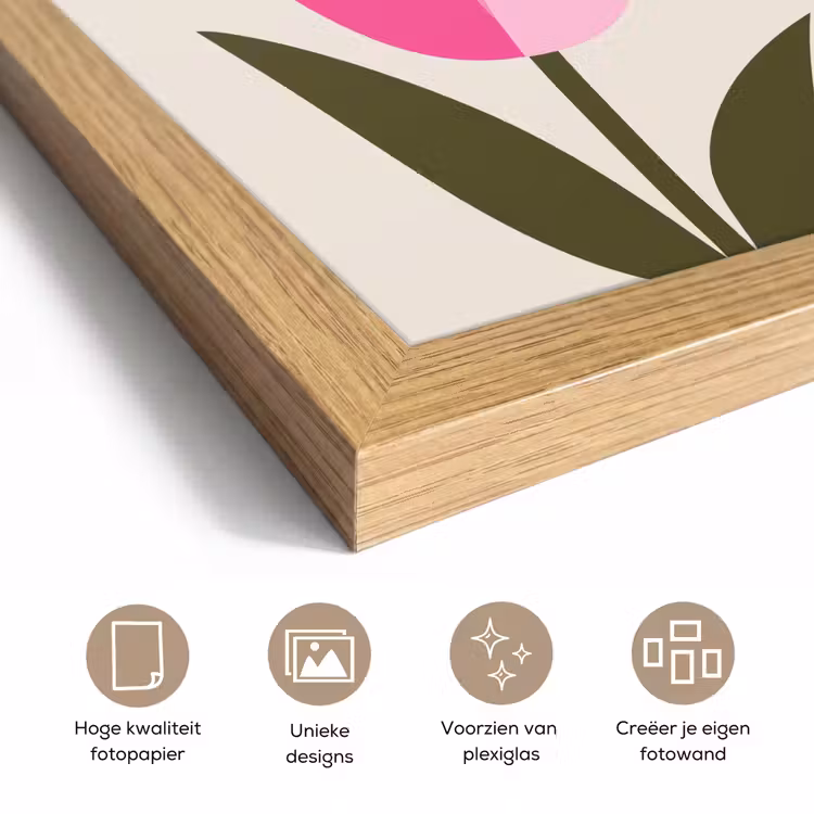 Poster met lijst - Tulp - Roze - Valentijn - Bloem — 6