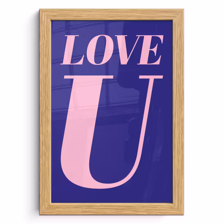 Poster met lijst - Love - Blauw - Valentijn — 1