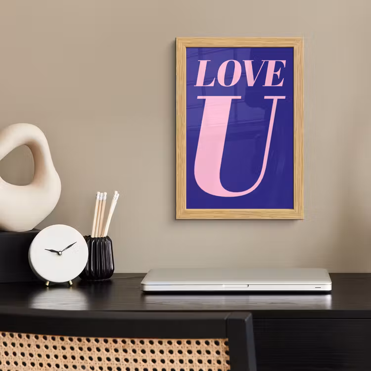 Poster met lijst - Love - Blauw - Valentijn — 2