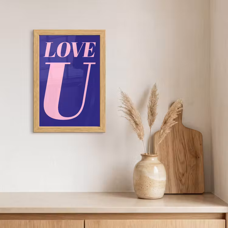 Poster met lijst - Love - Blauw - Valentijn — 3