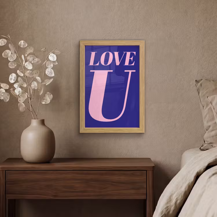 Poster met lijst - Love - Blauw - Valentijn — 4