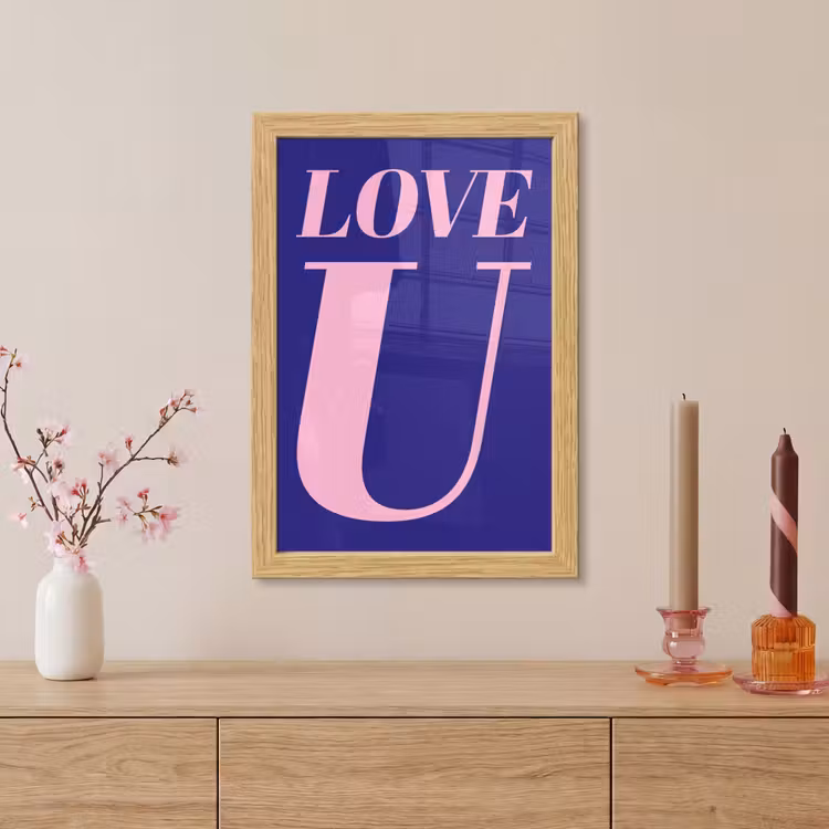 Poster met lijst - Love - Blauw - Valentijn — 5