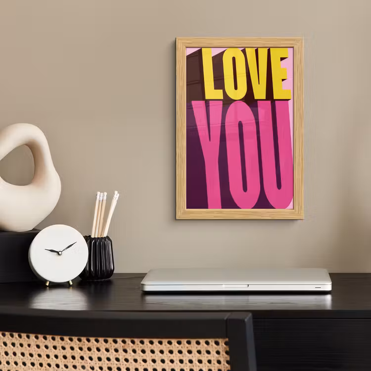 Poster met lijst - Love - Tekst - Roze - Valentijn — 2