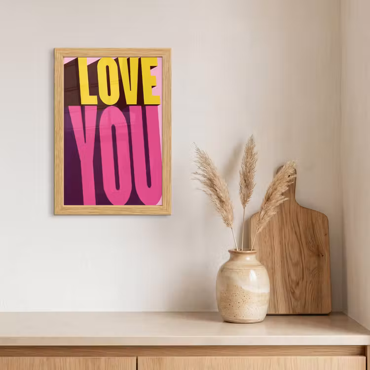 Poster met lijst - Love - Tekst - Roze - Valentijn — 3