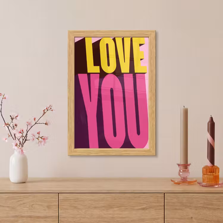 Poster met lijst - Love - Tekst - Roze - Valentijn — 5