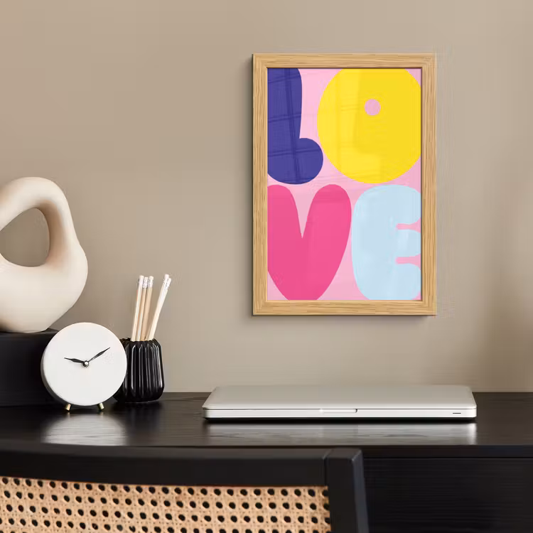 Poster met lijst - Love - Valentijn - Kleurrijk — 2