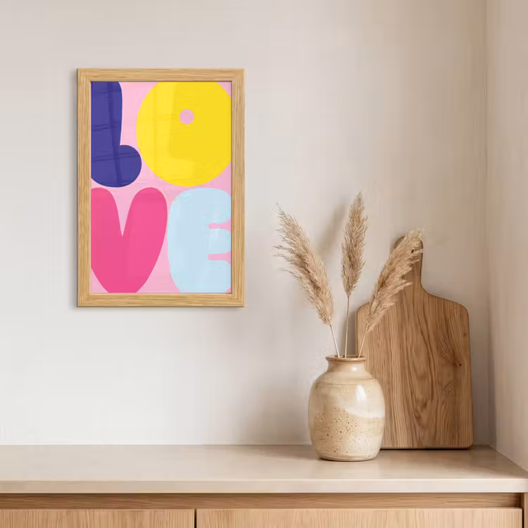 Poster met lijst - Love - Valentijn - Kleurrijk — 3