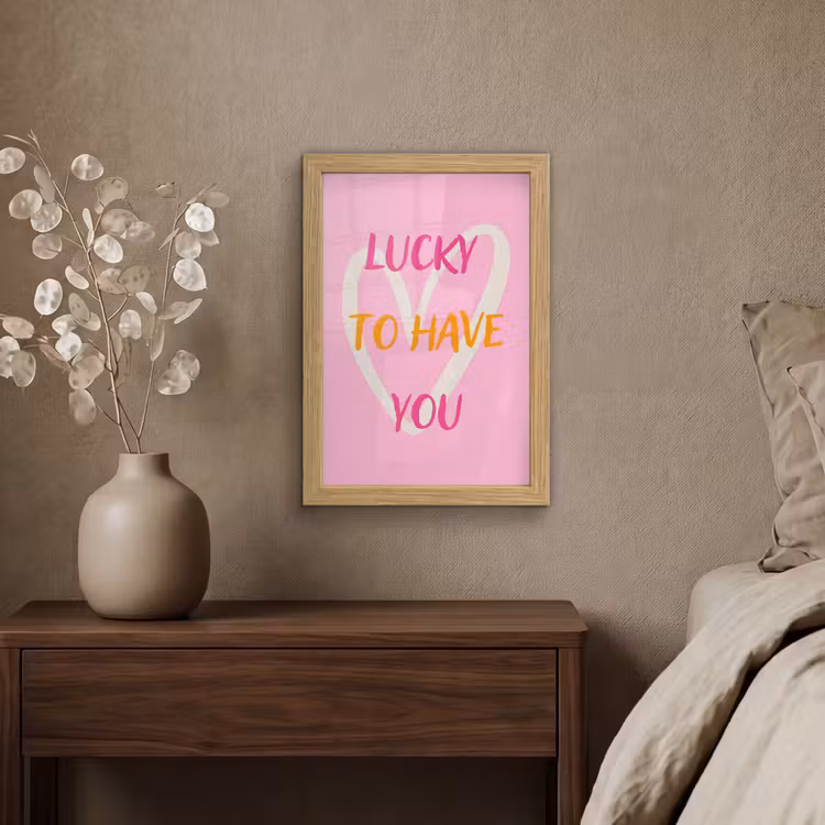 Poster met lijst - Lucky - Love - Valentijn - Roze — 4