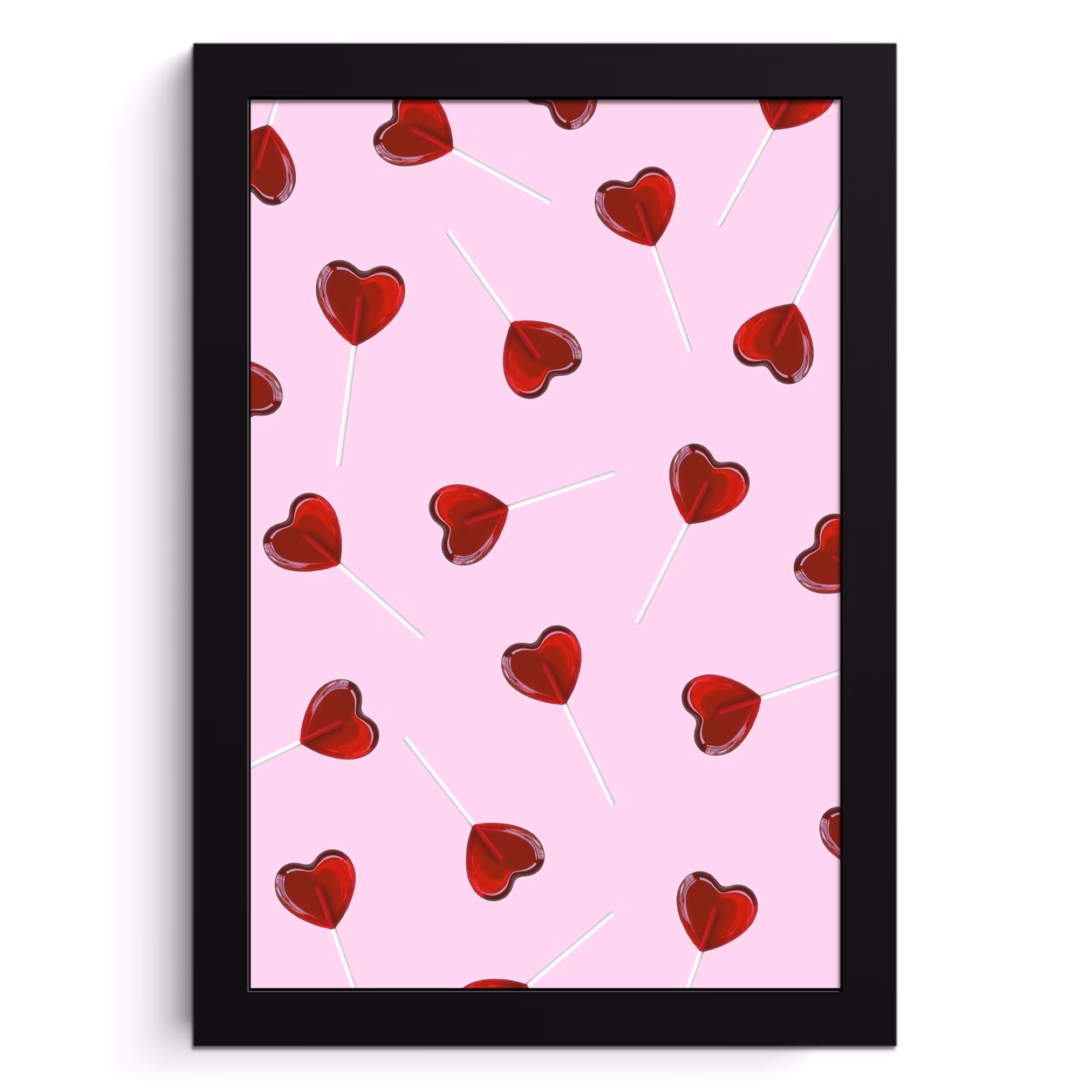 Poster met lijst - Roze - Hart - Lolly - Snoep — 1