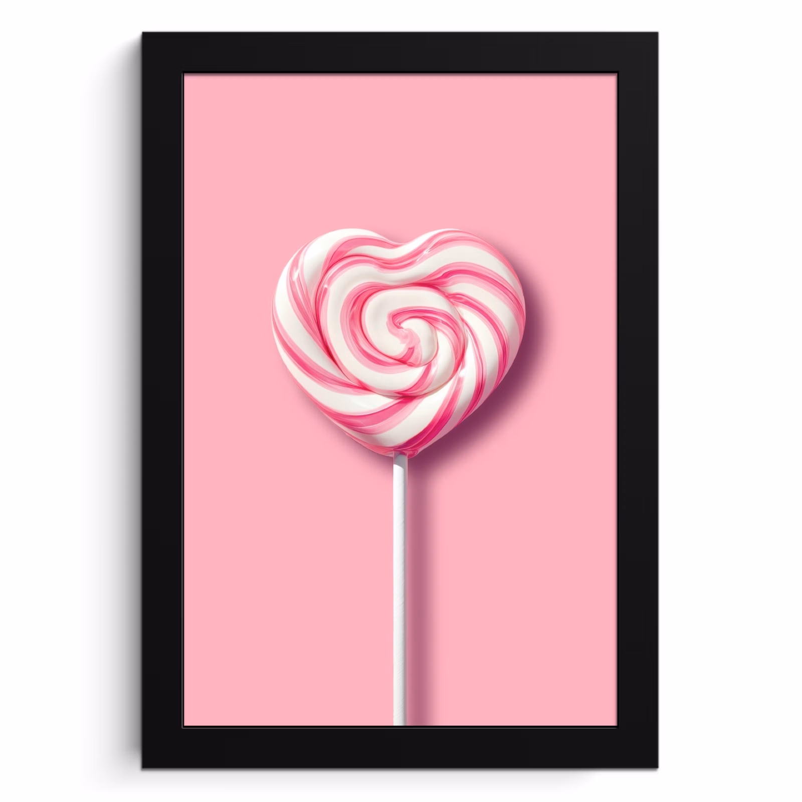 Poster met lijst - Snoep - Lolly - Hart- Roze — 1