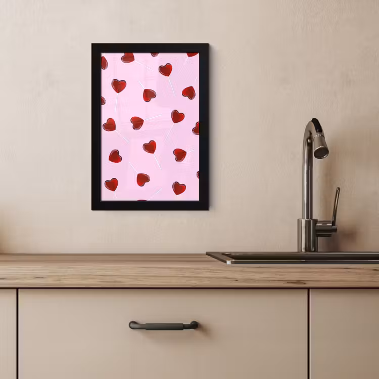 Poster met lijst - Roze - Hart - Lolly - Snoep — 3