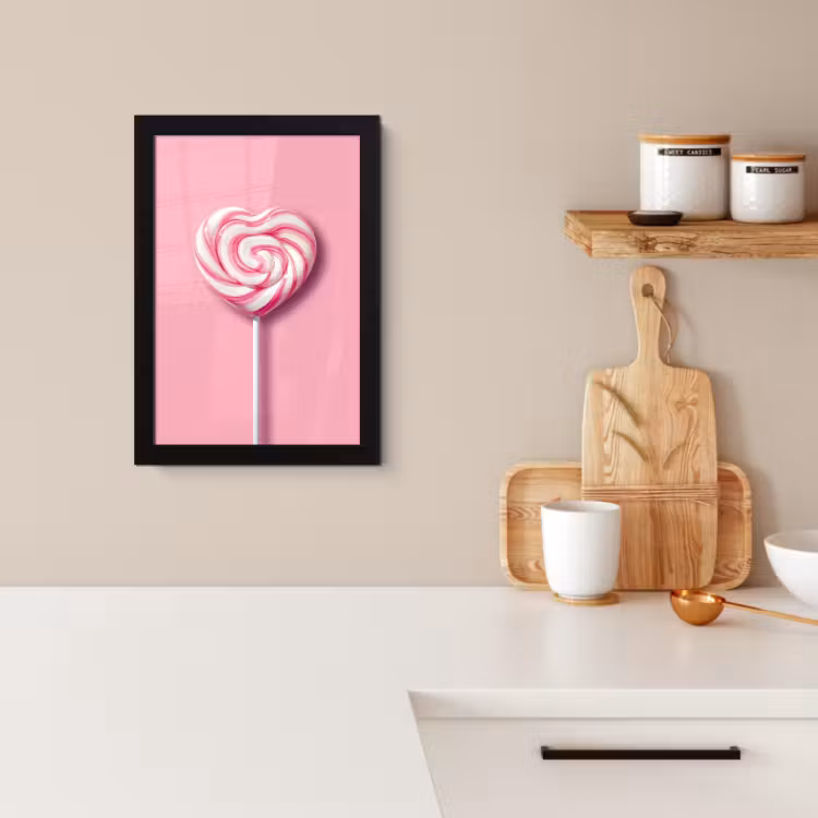 Poster met lijst - Snoep - Lolly - Hart- Roze — 2