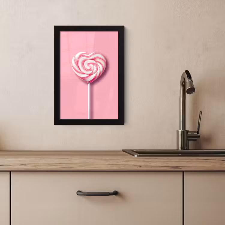 Poster met lijst - Snoep - Lolly - Hart- Roze — 3