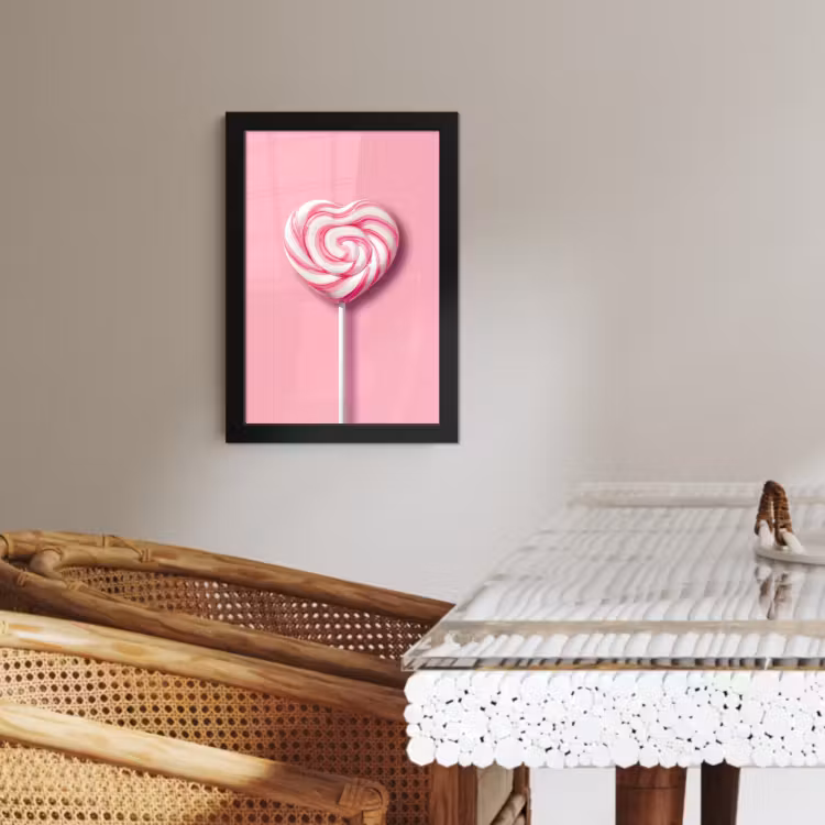 Poster met lijst - Snoep - Lolly - Hart- Roze — 4