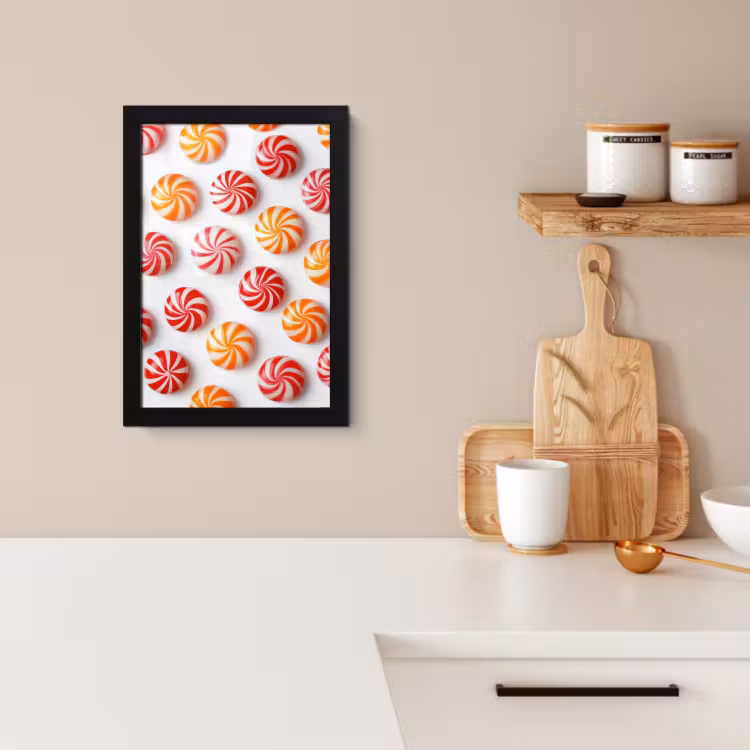 Poster met lijst - Snoep - Patroon - Rood - Oranje — 2