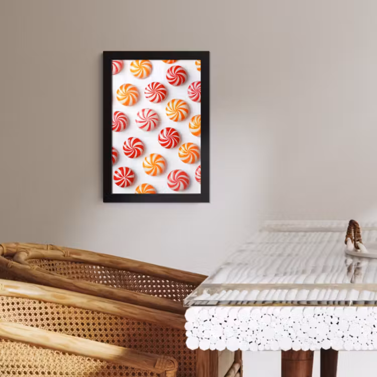 Poster met lijst - Snoep - Patroon - Rood - Oranje — 3