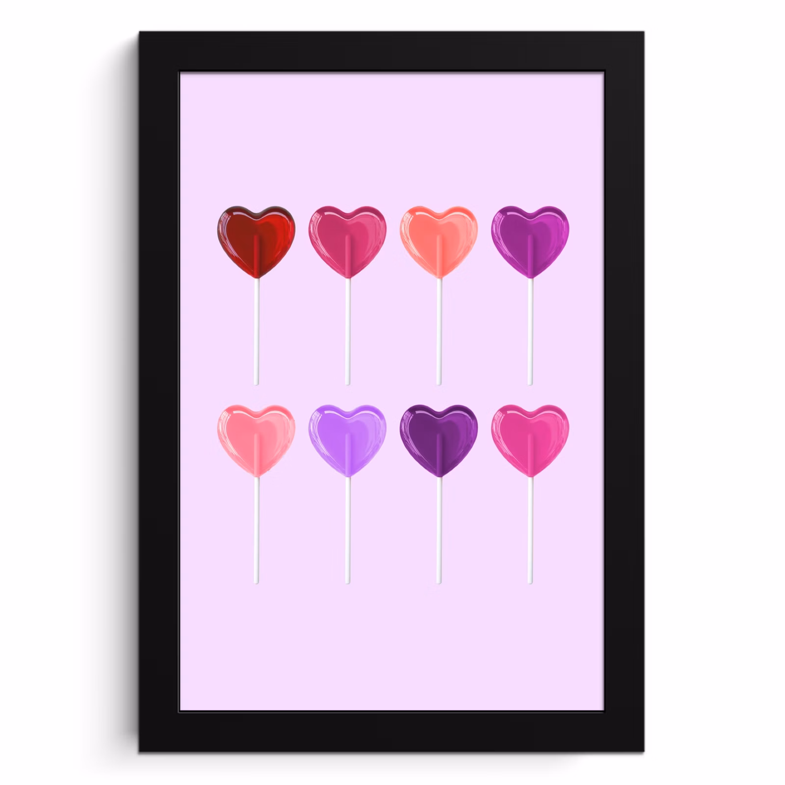 Poster met lijst - Lolly - Hart - Roze - Snoep — 1