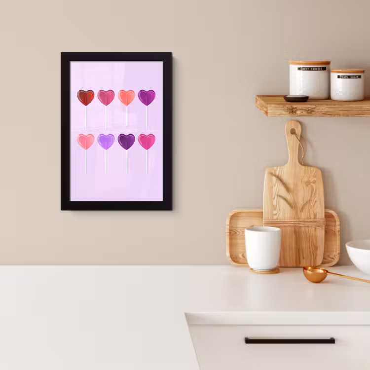 Poster met lijst - Lolly - Hart - Roze - Snoep — 2