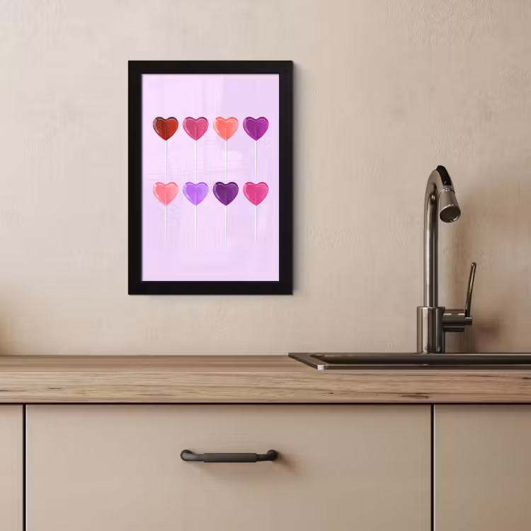 Poster met lijst - Lolly - Hart - Roze - Snoep — 4
