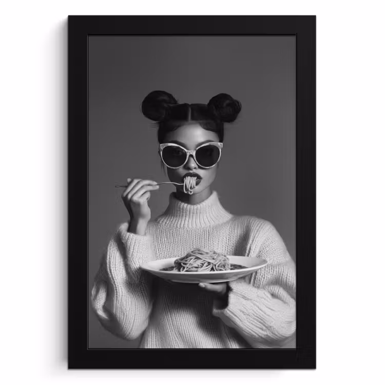 Poster met lijst - Vrouw - Pasta - Zonnebril — 1