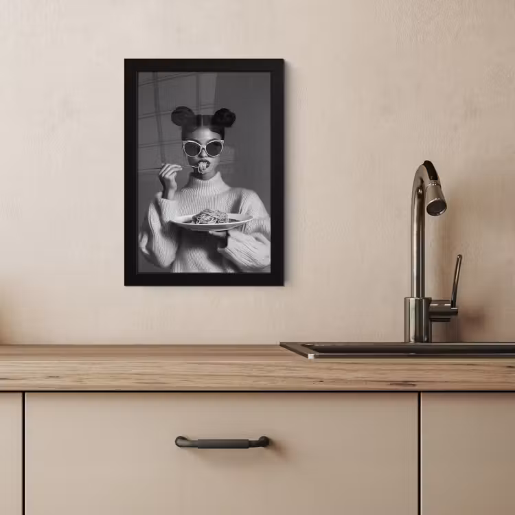 Poster met lijst - Vrouw - Pasta - Zonnebril — 4