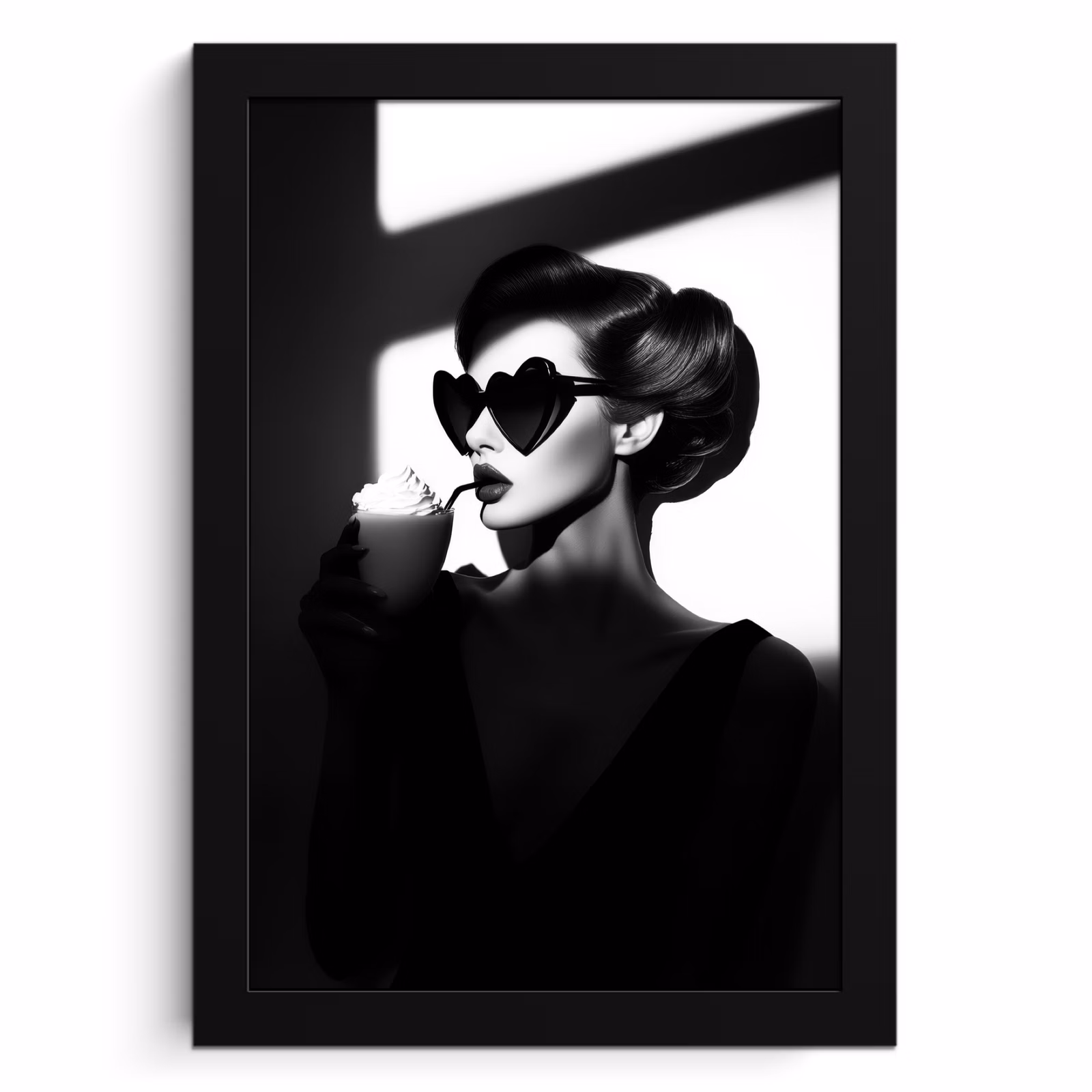 Poster met lijst - Vrouw - Zwart - Hart — 1