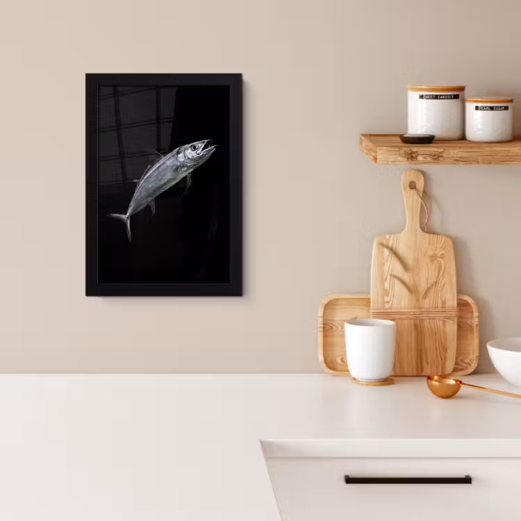 Poster met lijst - Makreel - Vis - Zwart — 4