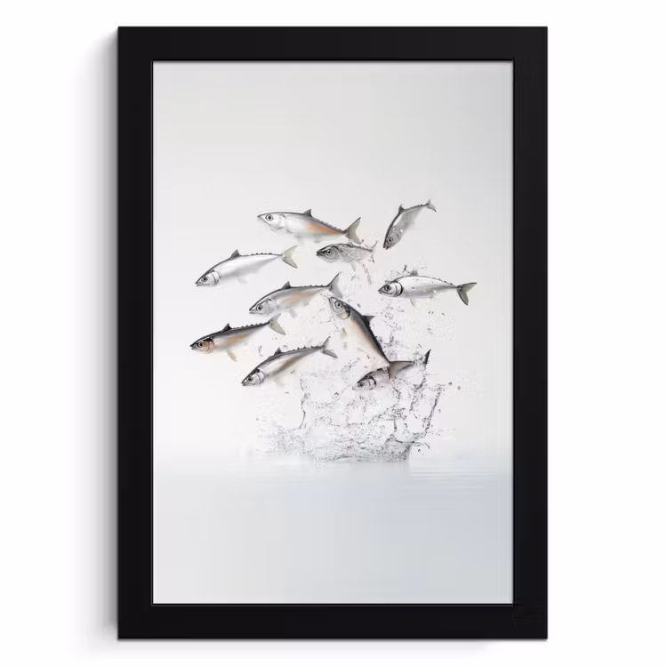 Poster met lijst - Vissen - Water - Wit — 1