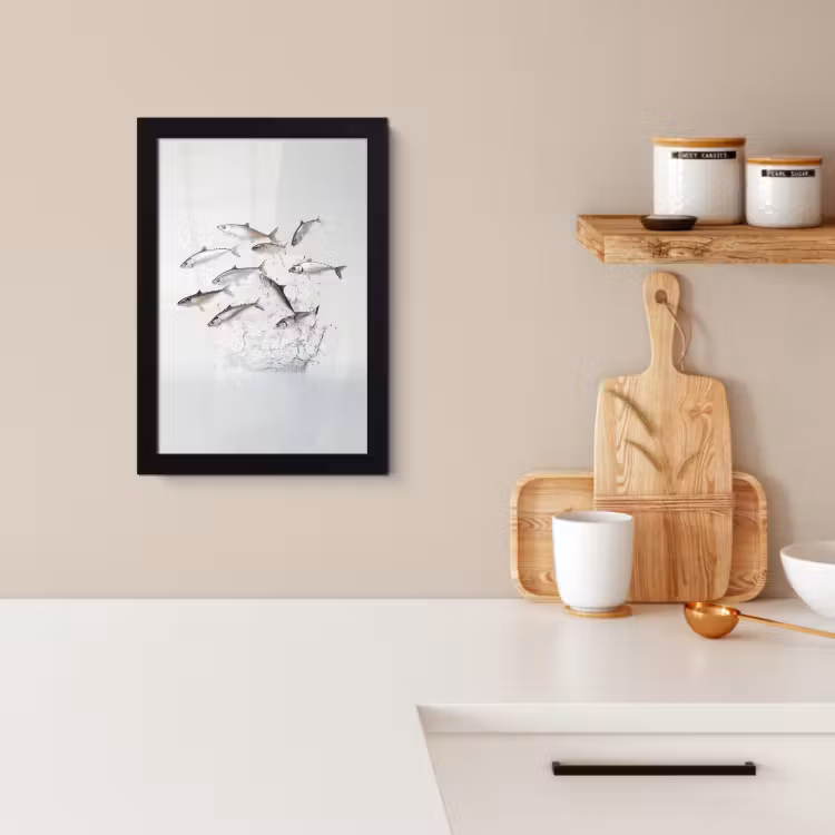 Poster met lijst - Vissen - Water - Wit — 3