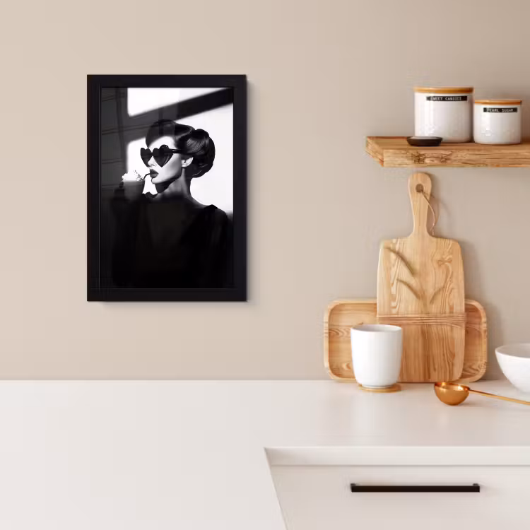 Poster met lijst - Vrouw - Zwart - Hart — 2