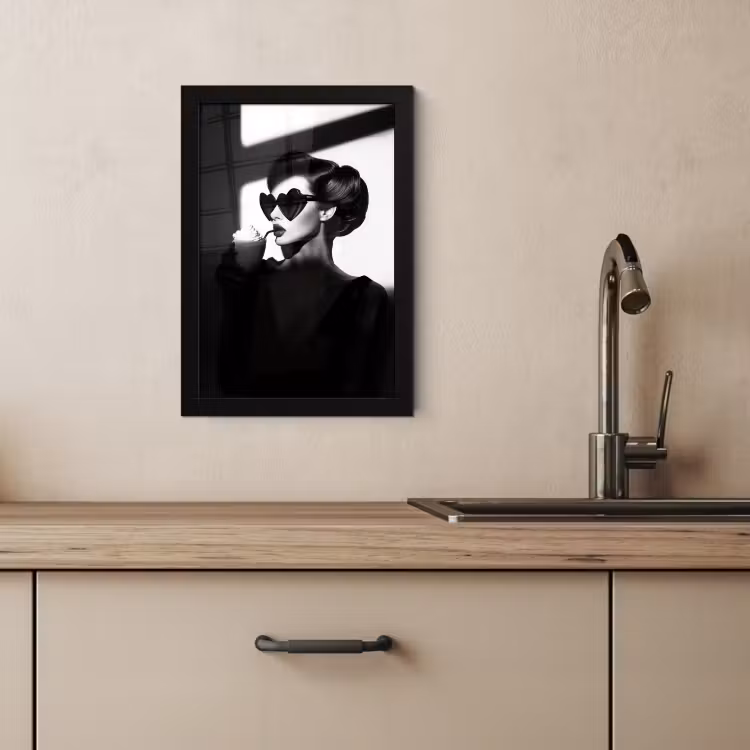 Poster met lijst - Vrouw - Zwart - Hart — 3