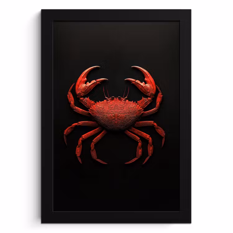 Poster met lijst - Krab - Rood - Vissen - Schaaldieren — 1