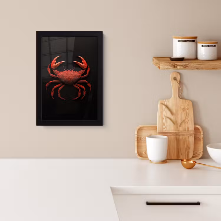 Poster met lijst - Krab - Rood - Vissen - Schaaldieren — 2