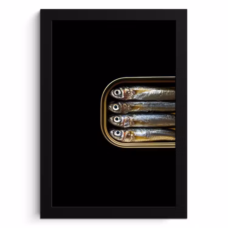 Poster met lijst - Sardines - Blik - Zwart - Vissen — 1