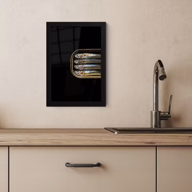 Poster met lijst - Sardines - Blik - Zwart - Vissen — 2