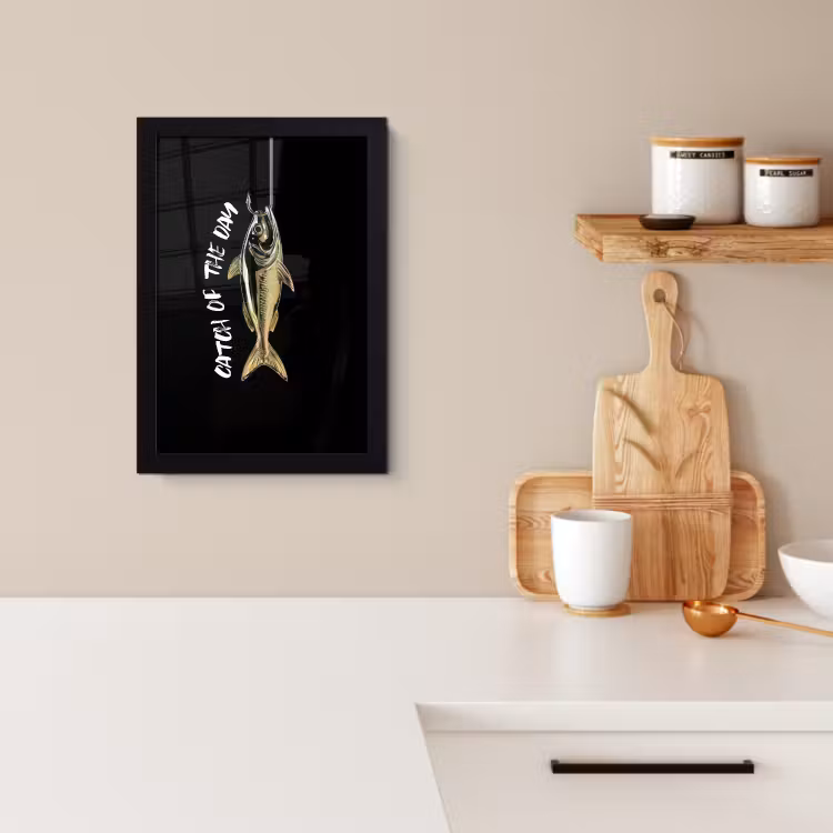 Poster met lijst - Vis - Zwart - Goud - Tekst — 2
