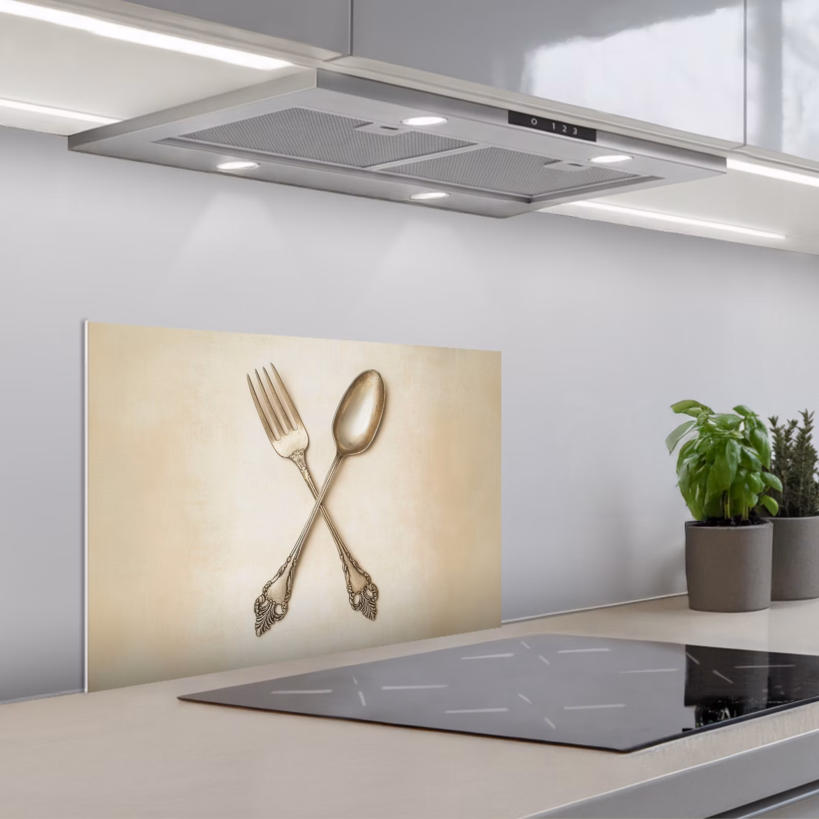 Spatscherm keuken - Beige - Vintage - Bestek — 1